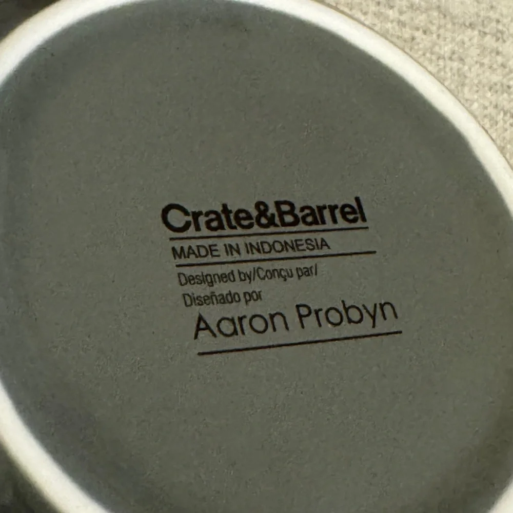 Set of 2 Crate & Barrel Hue Gray 12 ounce Mug by Aaron Probyn glossy